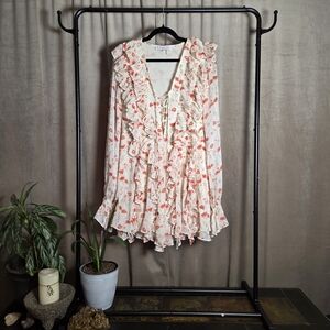 Floral Ruffle V-Neck Blouse
